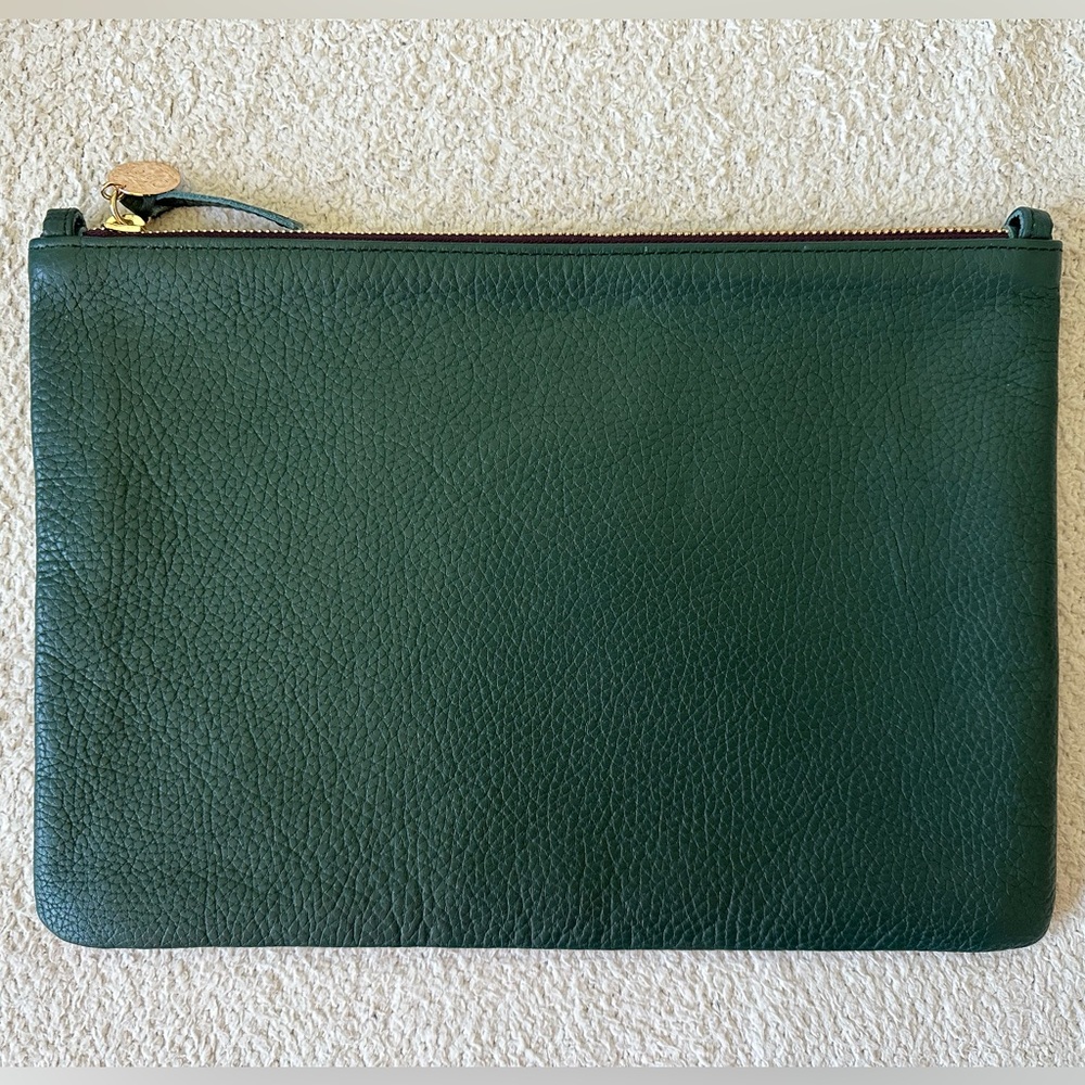 Clare V. Flat Clutch with Tabs Forest Green
